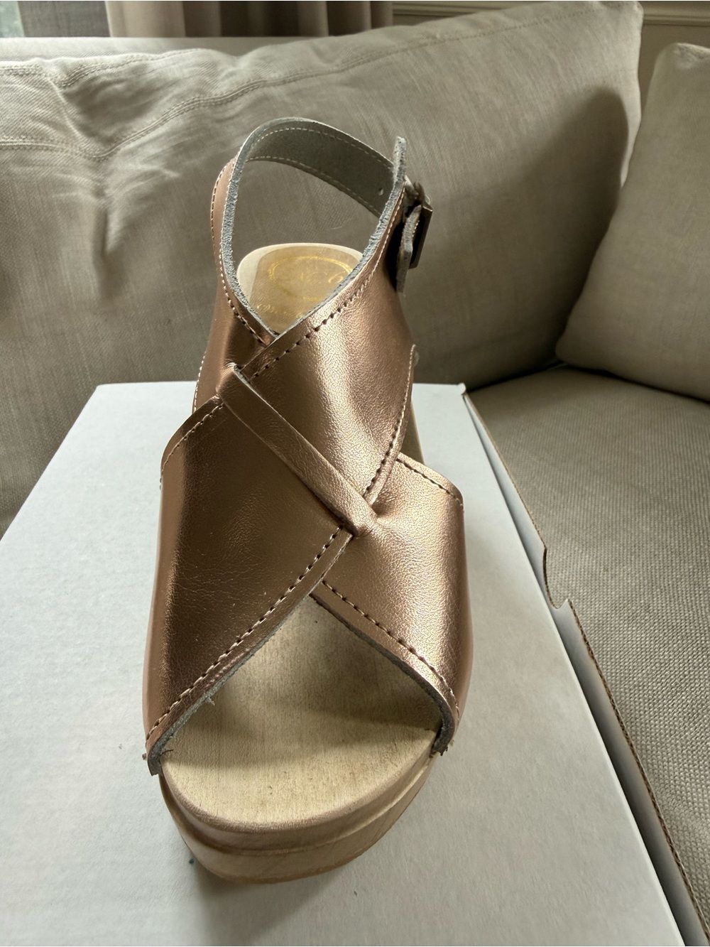 RARE No. 6 Sz 35 Women’s Metallic Rose Gold Slingback Clog